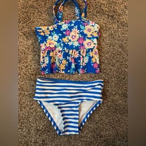 Cat & Jack Blue Floral and Striped Baby Bikini 12M